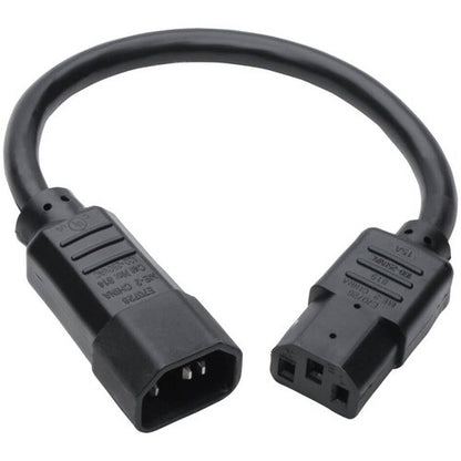 Tripp Lite 1ft Power Cord Extension Cable C14 to C13 Heavy Duty 15A 14