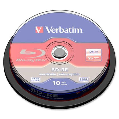 Disques BD-RE Verbatim 25 Go 2X avec surface de marque - 10 pack, broche B