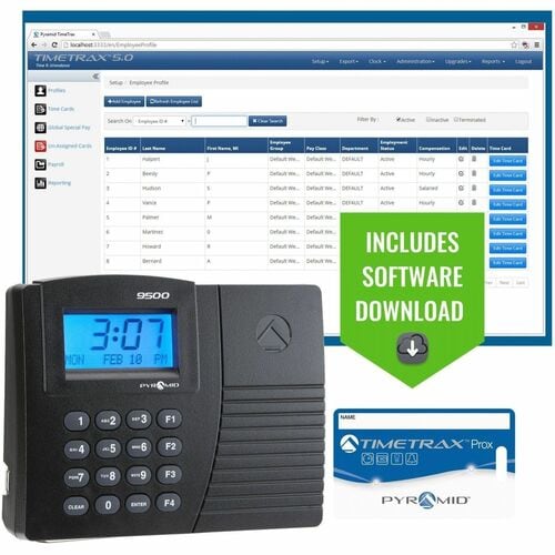 Horloge de pointage Pyramid Timetrax Elite Prox, Ethernet - Proximité - 50,