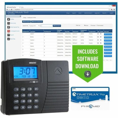 Horloge de pointage Pyramid Timetrax Elite Prox, Ethernet - Proximité - 50,