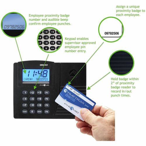 Horloge de pointage Pyramid Timetrax Elite Prox, Ethernet - Proximité - 50,
