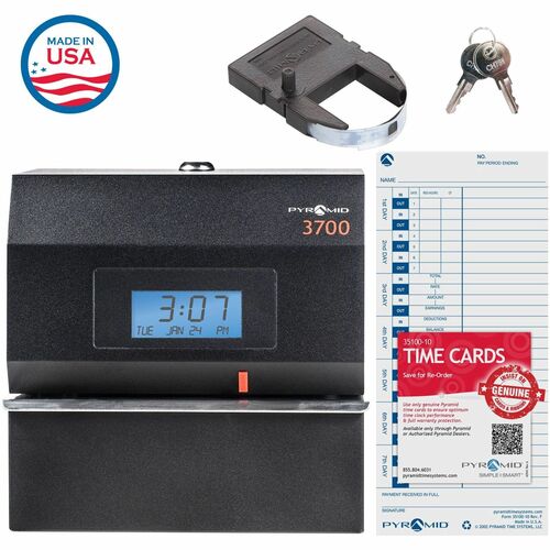 Pyramid Time Systems 3700 Horloge de pointage et tampon de documents robuste - Perforatrice de cartes/St