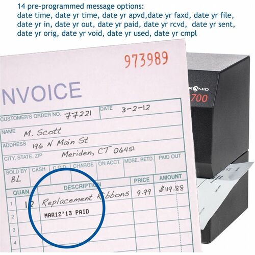 Pyramid Time Systems 3700 Horloge de pointage et tampon de documents robuste - Perforatrice de cartes/St