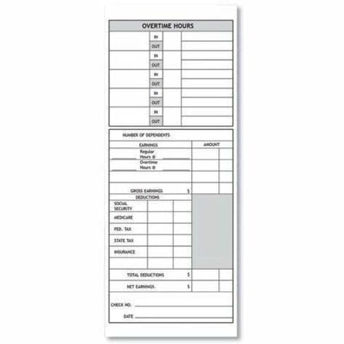 Pyramid Time Card for Models 1000 & 2000 - 9\" (228.60 mm) x 3.50\" (88.90 mm) F