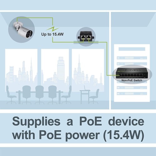 Inyector Gigabit Power over Ethernet de TRENDnet, velocidades Gigabit dúplex completo