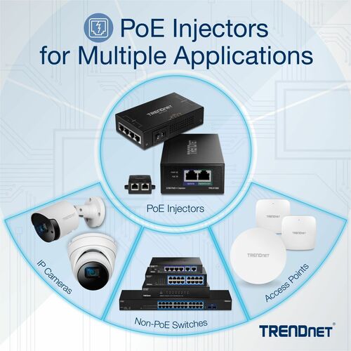 Inyector Gigabit Power over Ethernet de TRENDnet, velocidades Gigabit dúplex completo