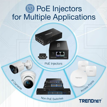 Inyector Gigabit Power over Ethernet de TRENDnet, velocidades Gigabit dúplex completo
