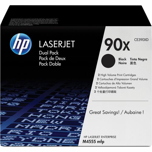 Cartouche de toner laser d'origine HP 90X (CE390XD) - Pack de deux