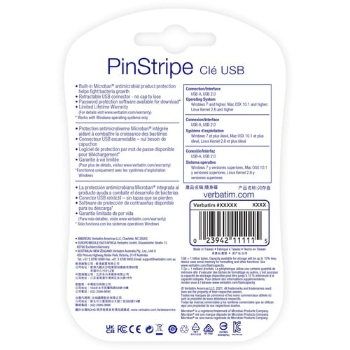32GB PINSTRIPE USB FLASH DRIVE BLACK NR MULTI 10