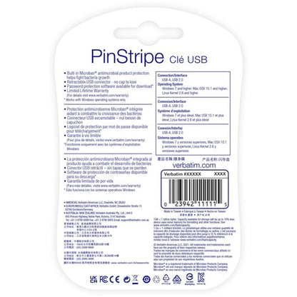 32GB PINSTRIPE USB FLASH DRIVE BLACK NR MULTI 10