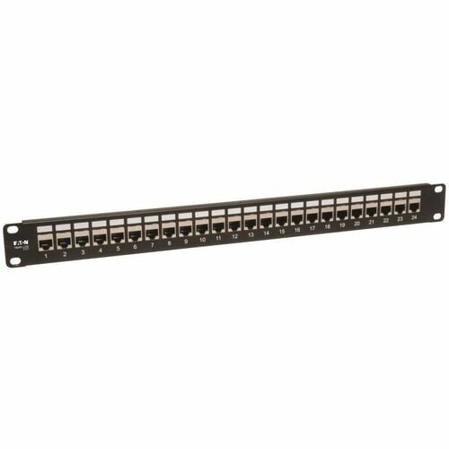 Panel de conexión Cat6 blindado de 24 puertos de Tripp Lite con alimentación pasante para montaje en rack RJ45 1URM TA