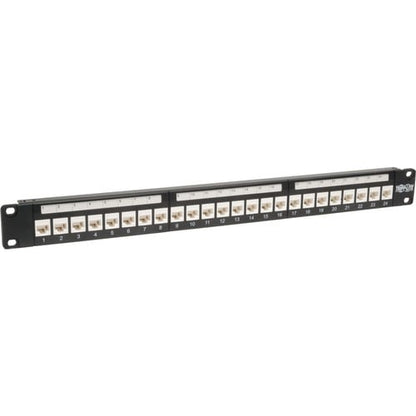 Panel de conexión Tripp Lite Cat6 Cat5e de 24 puertos, perfil bajo, con alimentación directa a rack RJ4