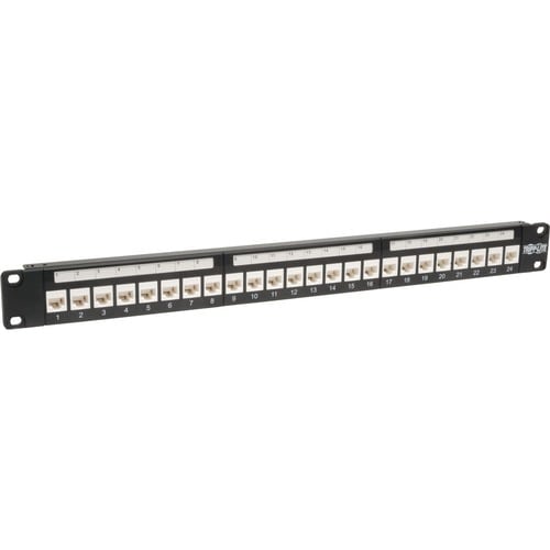 Panel de conexión Cat6 Cat5e de 24 puertos de Tripp Lite, perfil bajo, con alimentación directa a rack RJ45 1U TAA