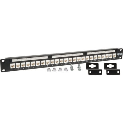 Panneau de brassage Tripp Lite 24 ports Cat6 Cat5e à profil bas, traversant, montage en rack RJ45 1U TAA -