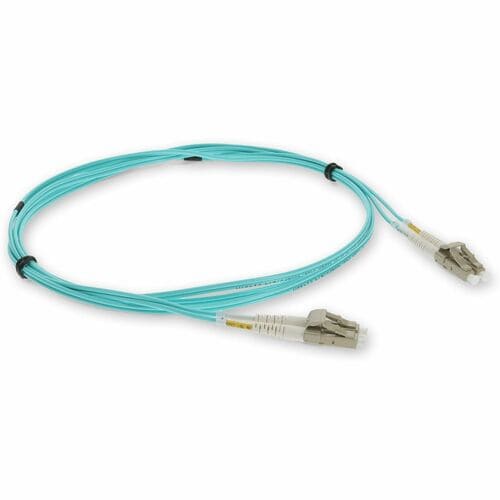 Cable de conexión de fibra multimodo optimizada para láser (LOMM) dúplex LC/LC OM3 Aqua de 5 m - 16,4