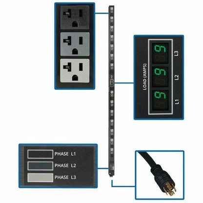 PDU trifásica con medidor Tripp Lite by Eaton - NEMA L21-20P - 42 x NEMA 5-1