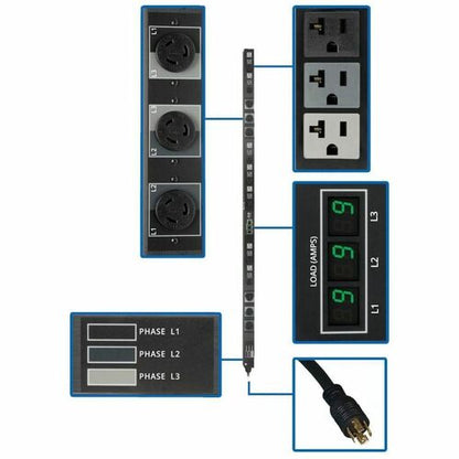PDU trifásica con medidor de Tripp Lite by Eaton - NEMA L21-20P - 6 x NEMA L6-2