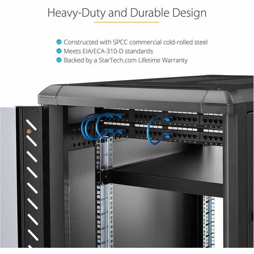 StarTech.com Support de montage en rack 1U à 4 montants de 19,5 à 38 pouces à profondeur réglable