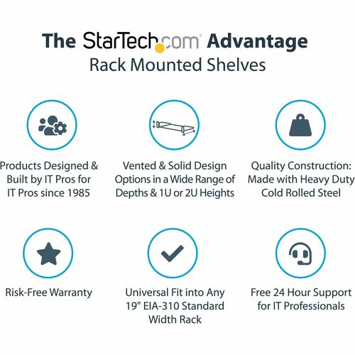 Étagère ventilée pour montage en rack StarTech.com 2U 22 pouces - Fixe 22 pouces de profondeur anti
