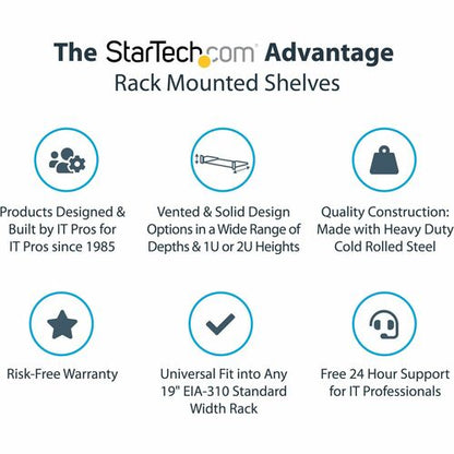 Étagère ventilée pour montage en rack StarTech.com 2U 22 pouces - Fixe 22 pouces de profondeur anti
