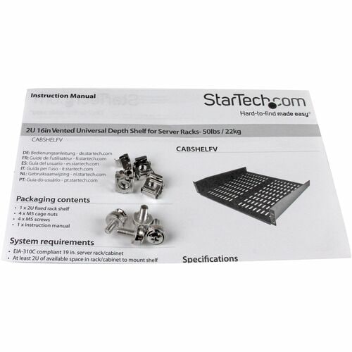 Étagère cantilever universelle ventilée 2U 40 cm StarTech.com pour montage en rack - Fi