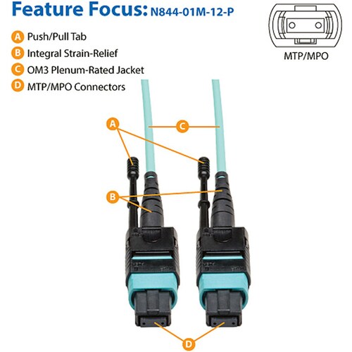 Câble de raccordement MTP/MPO Tripp Lite par Eaton 1 mètre
