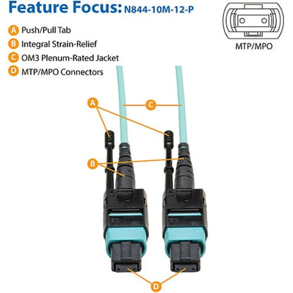 Câble de raccordement MTP/MPO Tripp Lite par Eaton de 10 mètres