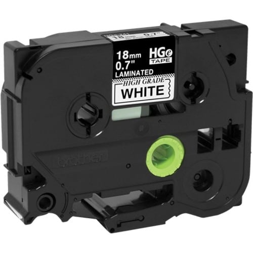 Ruban HGe noir sur blanc Brother 18 mm (0,7 po) avec adhésif standard 8 m (26,2 pi)