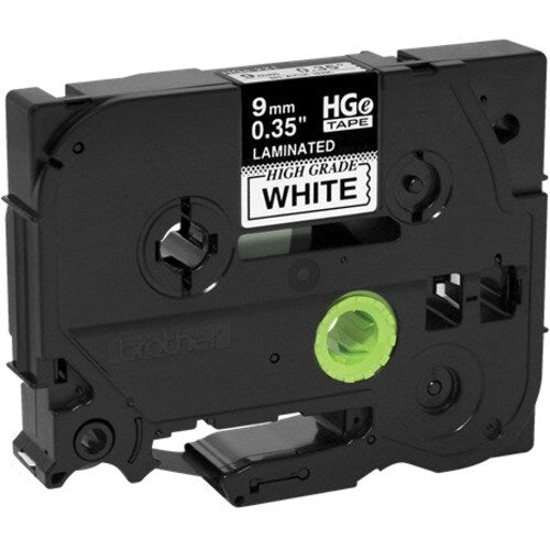 Ruban HGe noir sur blanc Brother 9 mm (0,35 po) avec adhésif standard 8 m (26,2 pi)