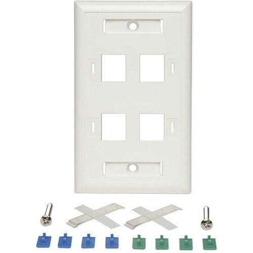 Placa frontal Keystone blanca de Tripp Lite by Eaton - 4 puertos - 4 enchufes - 1 unidad