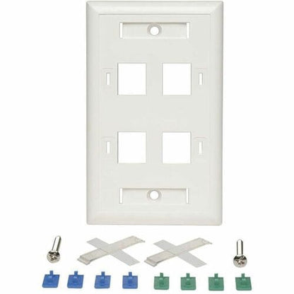 Placa frontal Keystone blanca de Tripp Lite by Eaton - 4 puertos - 4 enchufes - 1 unidad