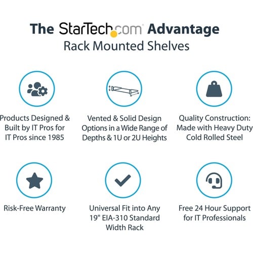 Étagère pour rack de serveur 2U StarTech.com - Étagère fixe en porte-à-faux de 45,7 cm de profondeur