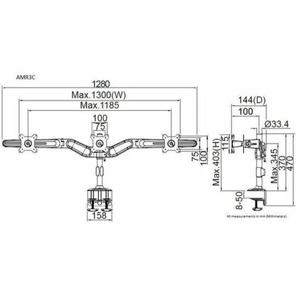 Supports de fixation à pince triple pour écran Amer Mounts Fl