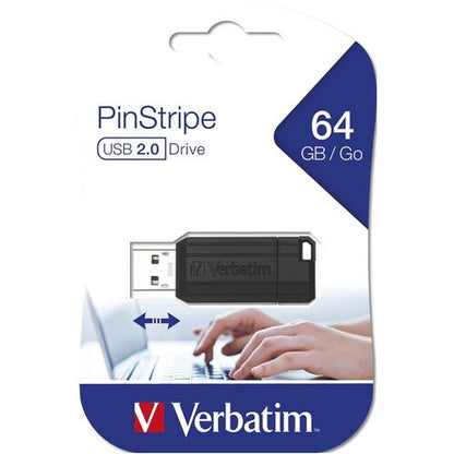 64GB PINSTRIPE USB FLASH DRIVE BLACK NR MULTI 10