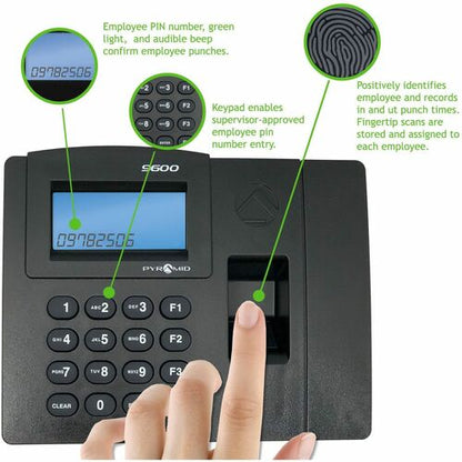 Pyramid TimeTrax Elite Biometric Time Clock Terminal - Biometric, Upgradeable To