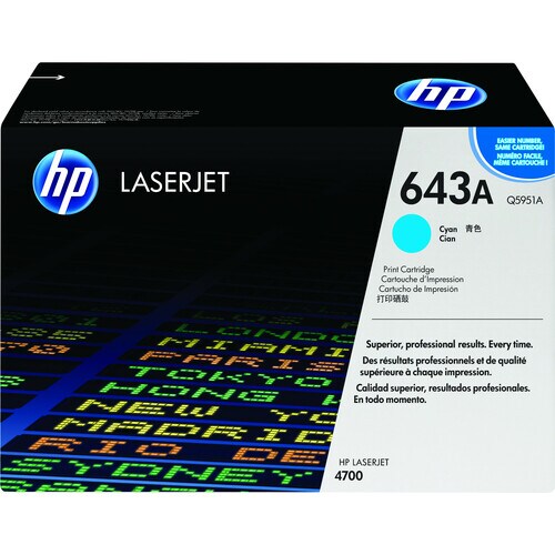 HP 643A Original Laser Toner Cartridge - Cyan - 1 Pack - 100