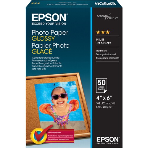 PAPIER PHOTO 4X6 50 FEUILLES BRILLANT SANS CARTON