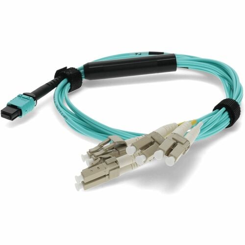 Câble d'extension 10 m MPO femelle/4LC mâle duplex OM3 50/125 OFNR (RiserCBNE5409F)