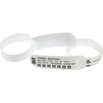 Zebra Z-Band UltraSoft Wristband Cartridge Kit (White) - 1\" (25.40 mm) Width x