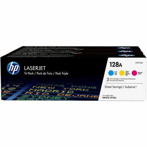 Cartouche de toner laser HP 128A (CF371AM) d'origine - Pack de trois