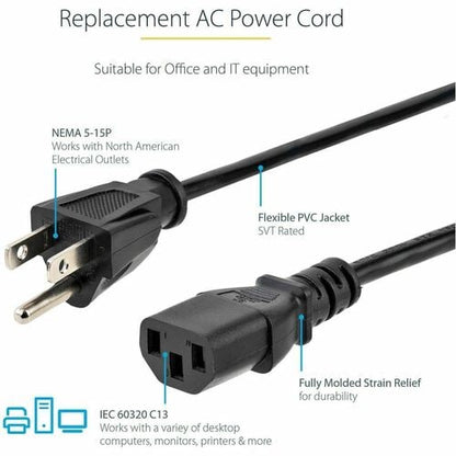 StarTech.com 10ft (3m) Computer Power Cord