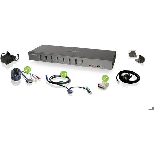 KIT DE COMMUTATION KVM 8 PORTS USB VGA DVI GCS1208 AVEC SUPPORT VGA