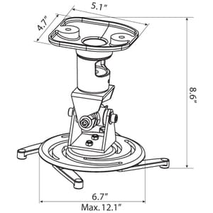 Support de projecteur de plafond universel Amer Mounts - Blanc - Prend en charge jusqu'à
