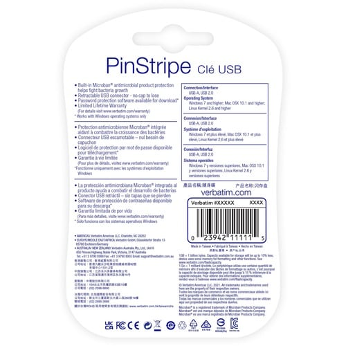 128GB PINSTRIPE USB FLASH DRIVE BLACK NR MULTI 10