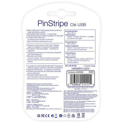 128GB PINSTRIPE USB FLASH DRIVE BLACK NR MULTI 10