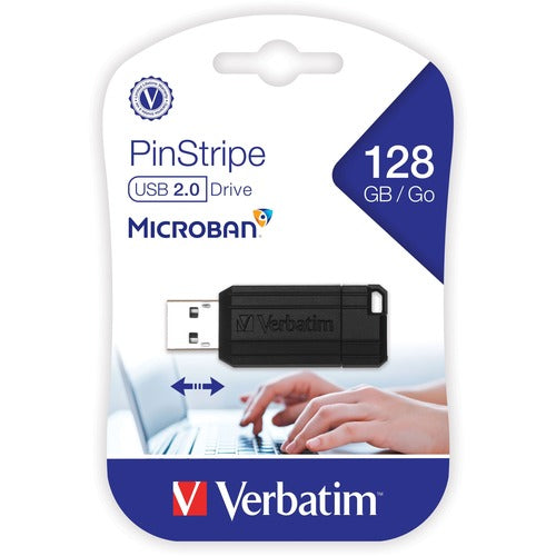 128GB PINSTRIPE USB FLASH DRIVE BLACK NR MULTI 10