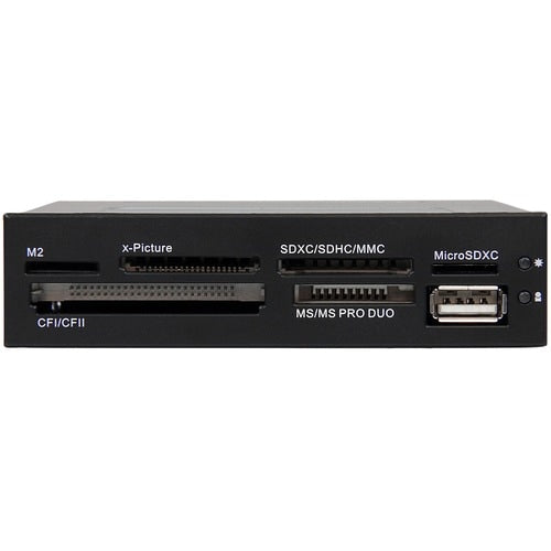 LECTOR DE TARJETAS DE MEMORIA MULTIMEDIA USB 2.0 INT 22 EN 1 CON BAHÍA FRONTAL DE 3,5 PULGADAS, NEGRO