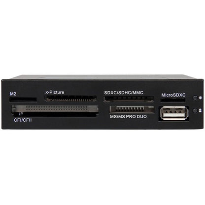 LECTOR DE TARJETAS DE MEMORIA MULTIMEDIA USB 2.0 INT 22 EN 1 CON BAHÍA FRONTAL DE 3,5 PULGADAS, NEGRO