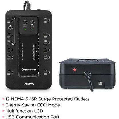 Cyber Power CyberPower UPS Systems EC750G Ecologic -  Capacity: 750 VA
