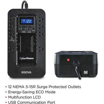 Cyber Power CyberPower EC650LCD Ecologic UPS Systems - 120 VAC, NEMA 5